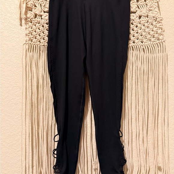 Victoria's Secret Pants - Victoria’s Secret Black Leggings with Corset Detail – Lower Calf Design, Women’s